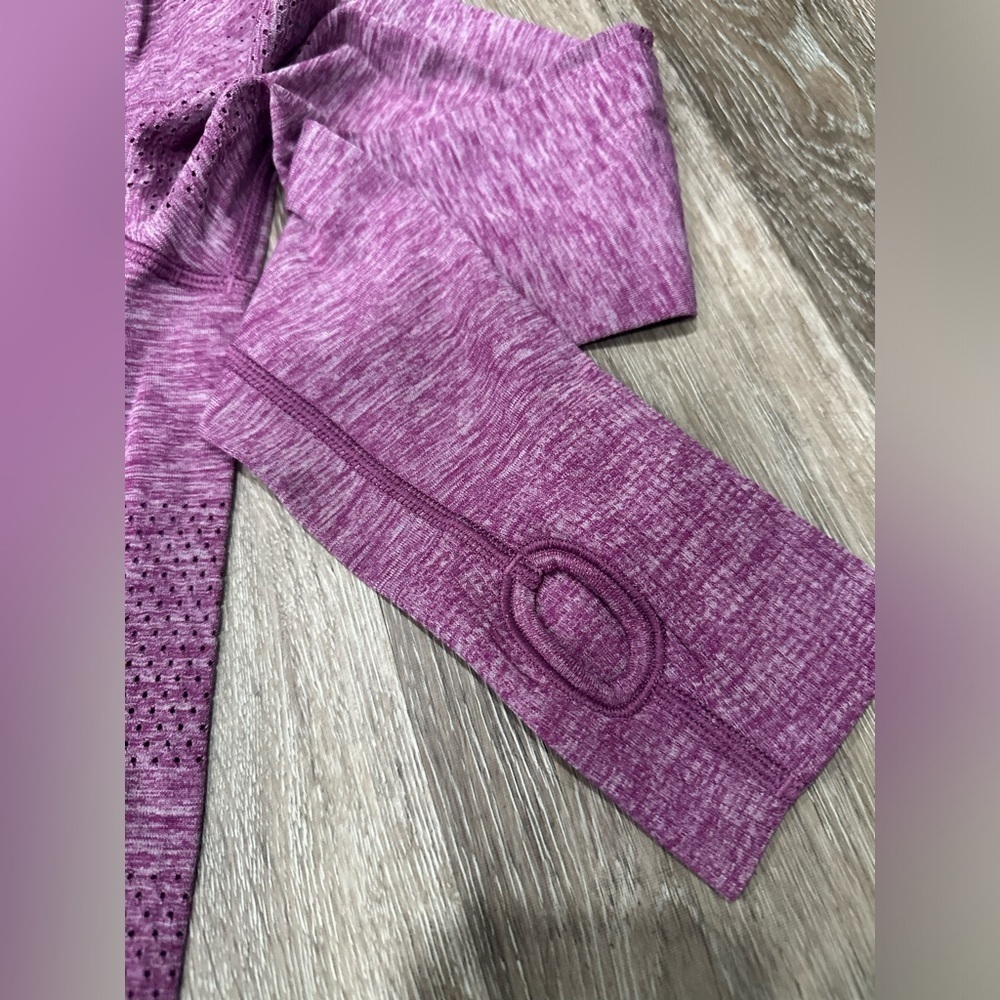 LULULEMON Breeze By Long Sleeve II Purple Heathered Chilled Grape Size 2 Running - Picture 4 of 7